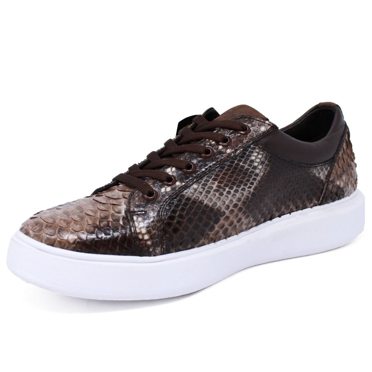 Men's Genuine Full Python Skin Sneakers - Rustic Brown — Menssuitsatlanta