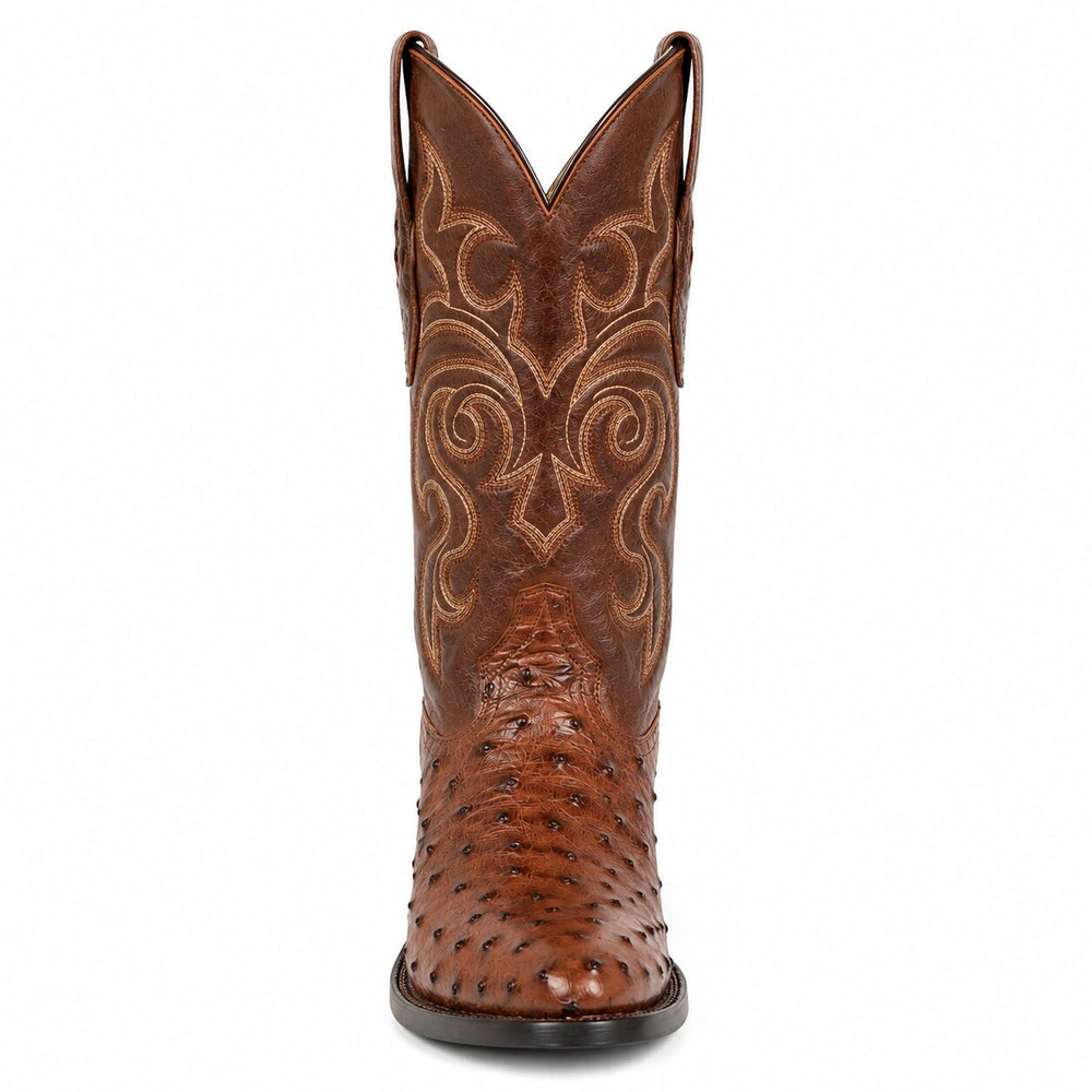 Los Altos Men's Kango Tabac Genuine Ostrich Round Toe Boots