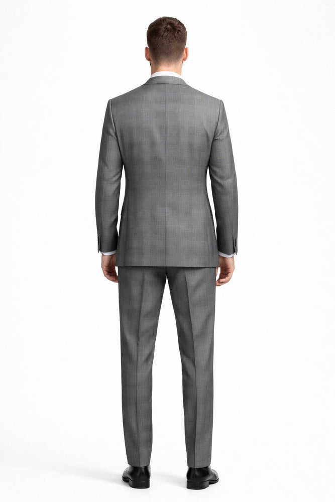 Gray Modern Fit Glen Plaid 2 Button Peak Lapel 3 Piece Suit