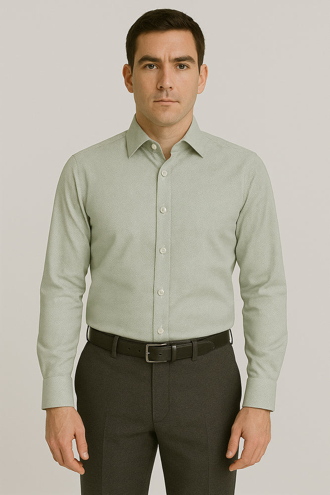 Mens Outlet Long Sleeve 100% Cotton Shirt - Green