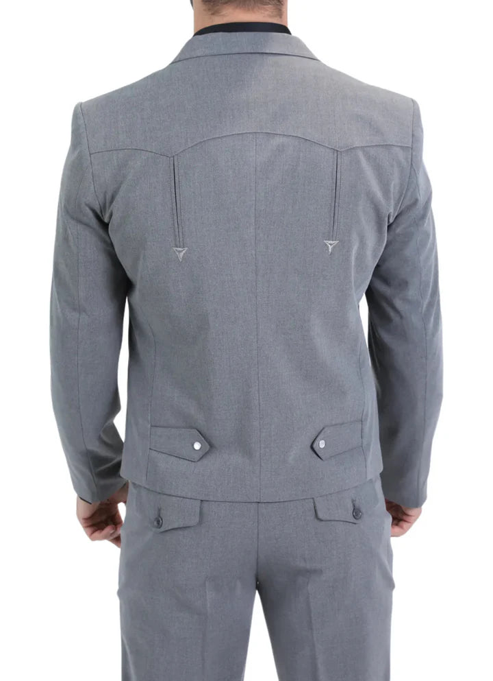 Men’s Grey Western Suit Set – Classic 2 Piece Formal Suit for Weddings, Business
