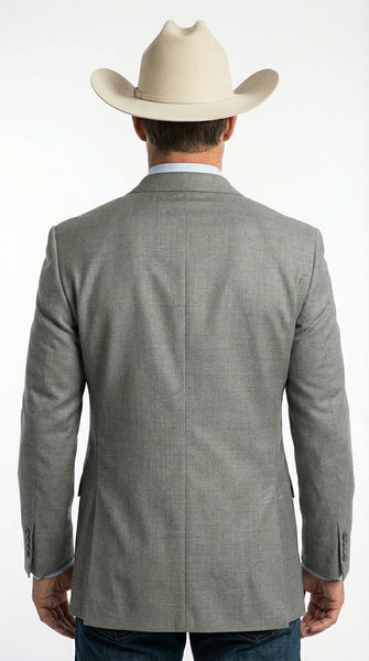 Mens Grey Western Three Button Blazer – Classic Cowboy Style Formal Jacket Business Casual Sport Coat