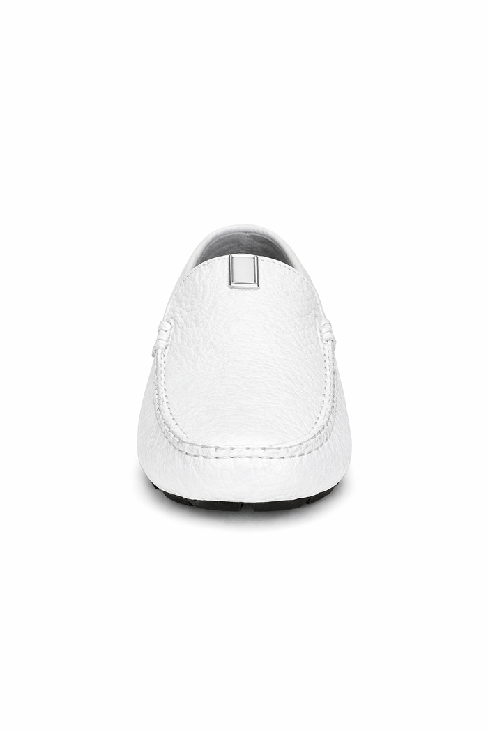 Men's Handmade White Vestigium Genuine Sharkskin Stylish Dress Loafer Full Leather Lining
