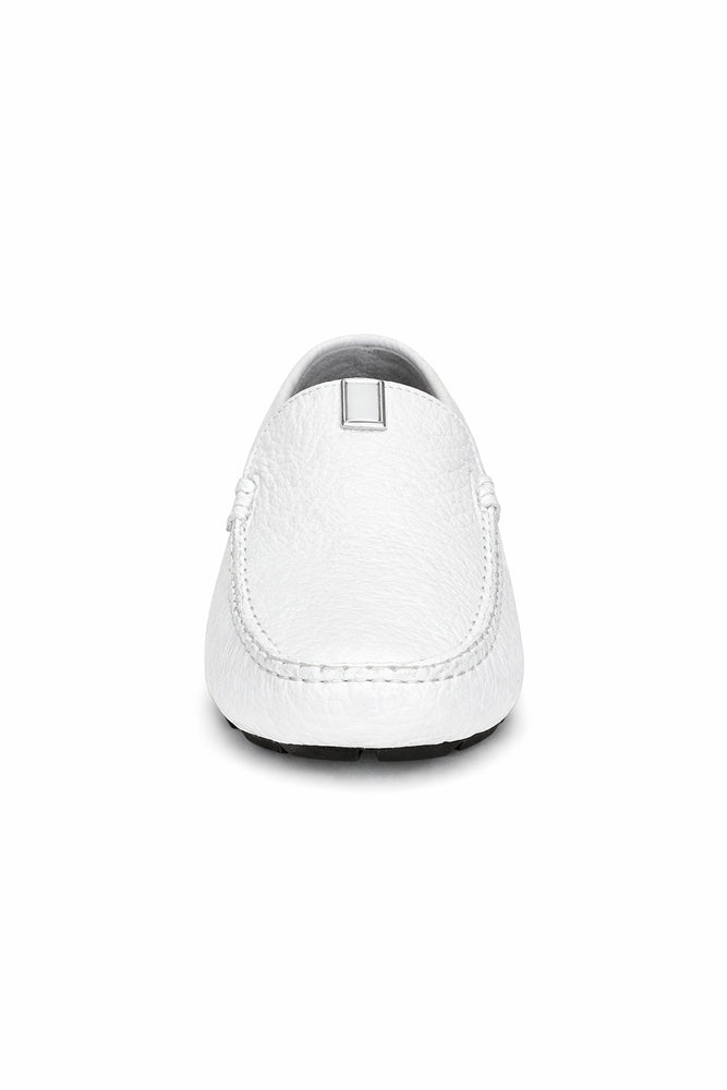 Men's Handmade White Vestigium Genuine Sharkskin Stylish Dress Loafer Full Leather Lining