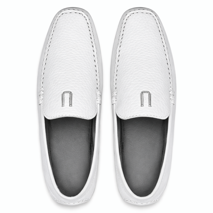 Men's Handmade White Vestigium Genuine Sharkskin Stylish Dress Loafer Full Leather Lining