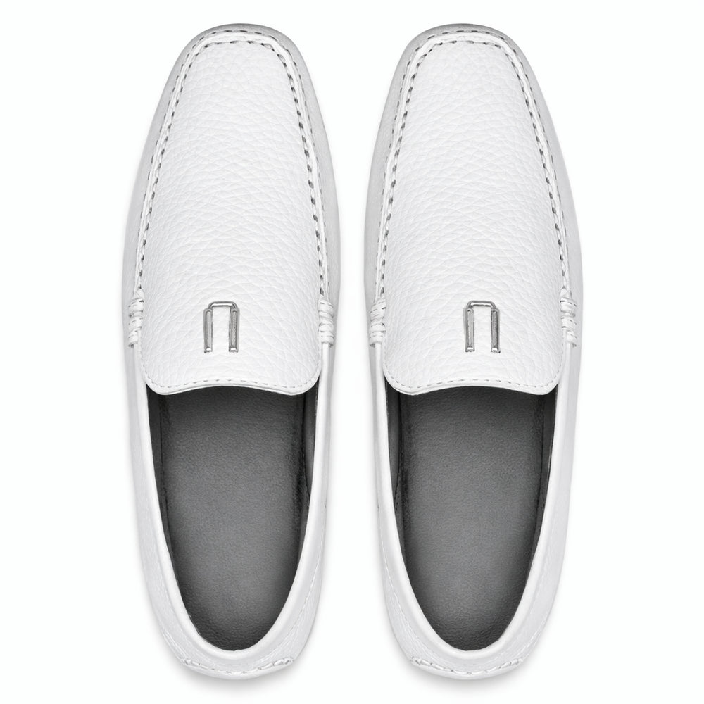 Men's Handmade White Vestigium Genuine Sharkskin Stylish Dress Loafer Full Leather Lining