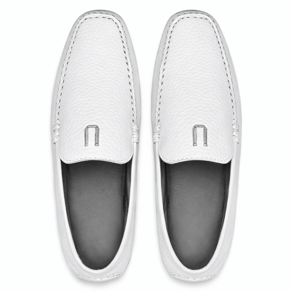 Men's Handmade White Vestigium Genuine Sharkskin Stylish Dress Loafer Full Leather Lining
