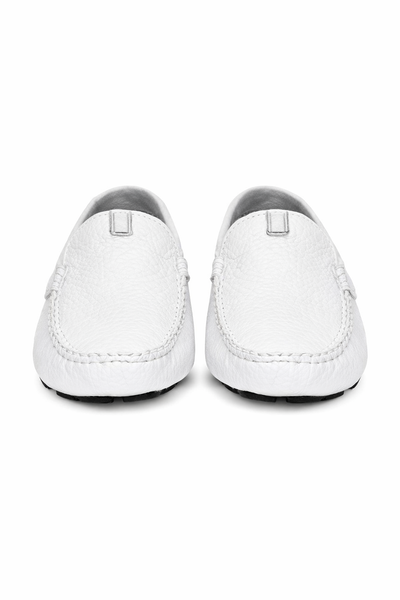 Men's Handmade White Vestigium Genuine Sharkskin Stylish Dress Loafer Full Leather Lining