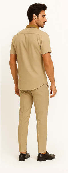 Men’s Houndstooth Walking Suit by Dreams by Zacchi – 2 Piece Lei sure Set in camel- $99