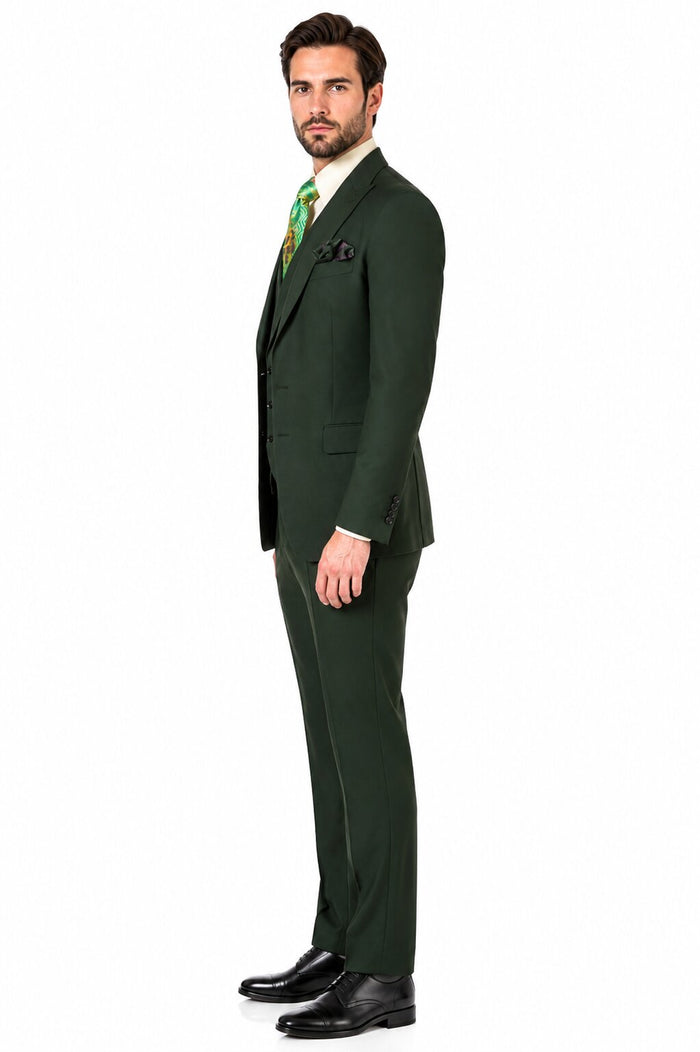 Rossi Man ELI RM117 Hunter Green 3-Piece Suit – Classic Men’s Formalwear