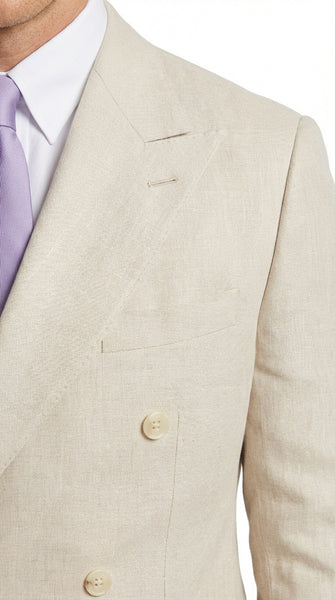 Mens Ivory Off White Double Breasted AI Capone Suit – Classic 1920s Vintage Gangster Style Formal Suit