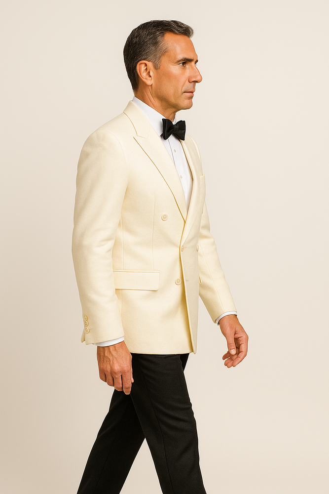 Ivory Double Breasted Tuxedo Dinner Jacket - Cream Dinner Jacket - Off White Tuxedo