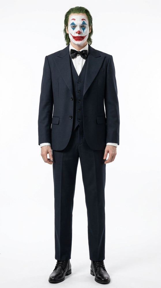 Mens Joker 2 Black 3-Piece Suit – Premium Movie-Inspired Cosplay Costume, Halloween & Formal Dress Outfit