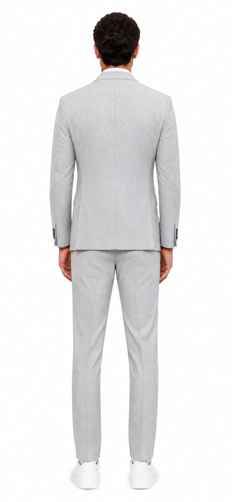 Mens Light Gray and Black Pinstripe 3 Piece Suit – Peaky Blinders Inspired Vintage Gangster 1920s Suit