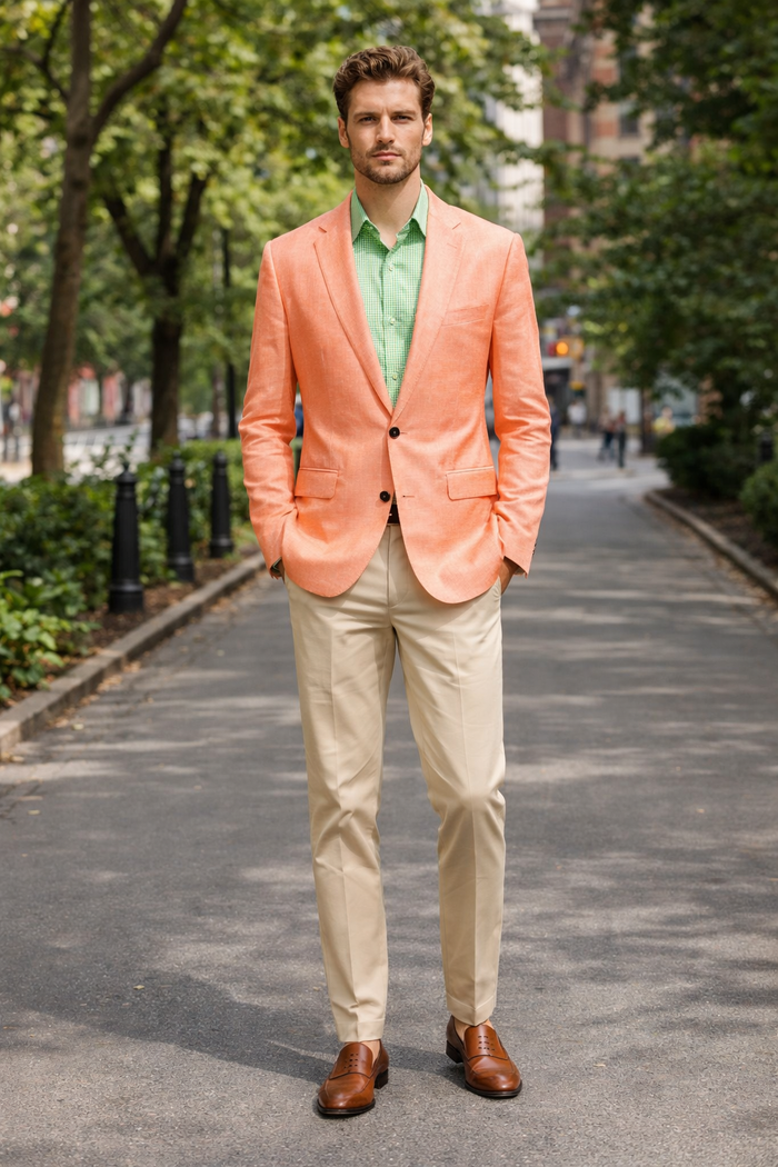 Mens Blazer - Coral Sport Coat - Summer Blazer