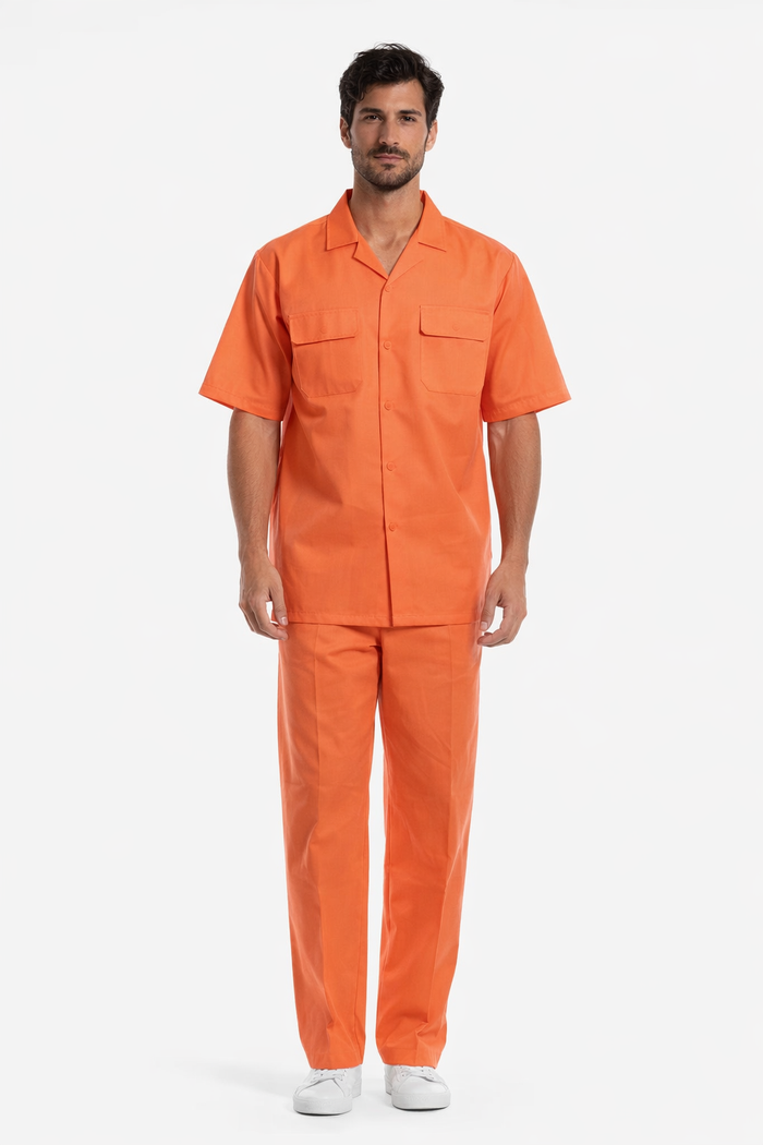 Mens Linen Walking Suit - "Solid Coral" Summer Outfit - Mens Linen Suit