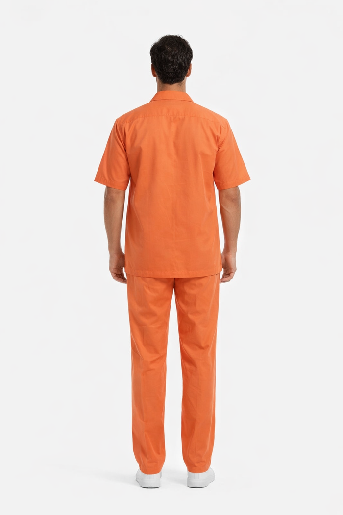 Mens Linen Walking Suit - "Solid Coral" Summer Outfit - Mens Linen Suit