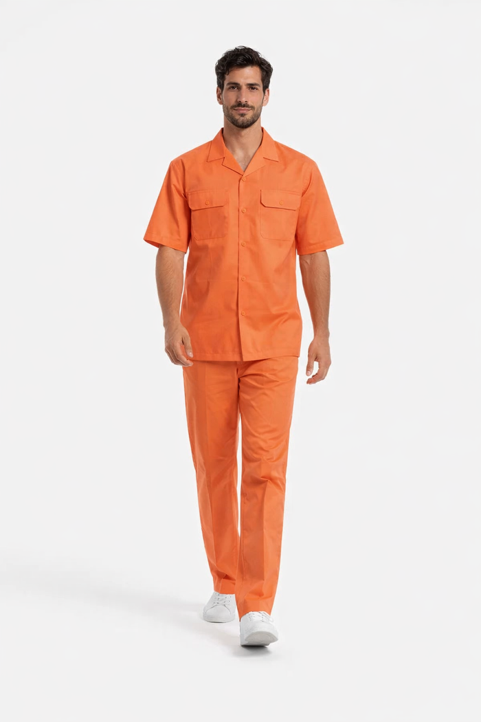 Mens Linen Walking Suit - "Solid Coral" Summer Outfit - Mens Linen Suit