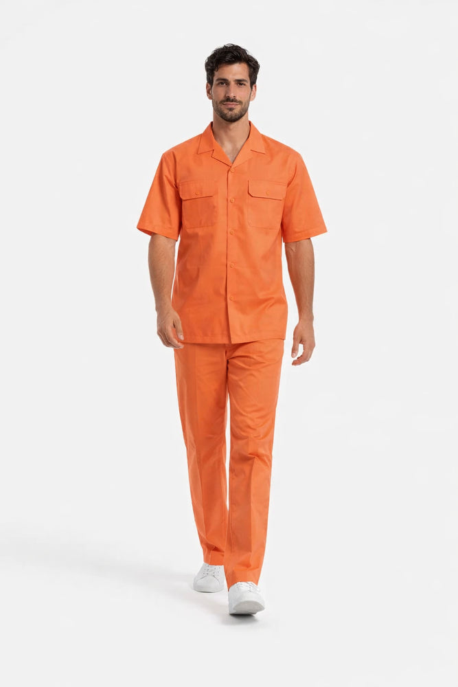 Mens Linen Walking Suit - "Solid Coral" Summer Outfit - Mens Linen Suit