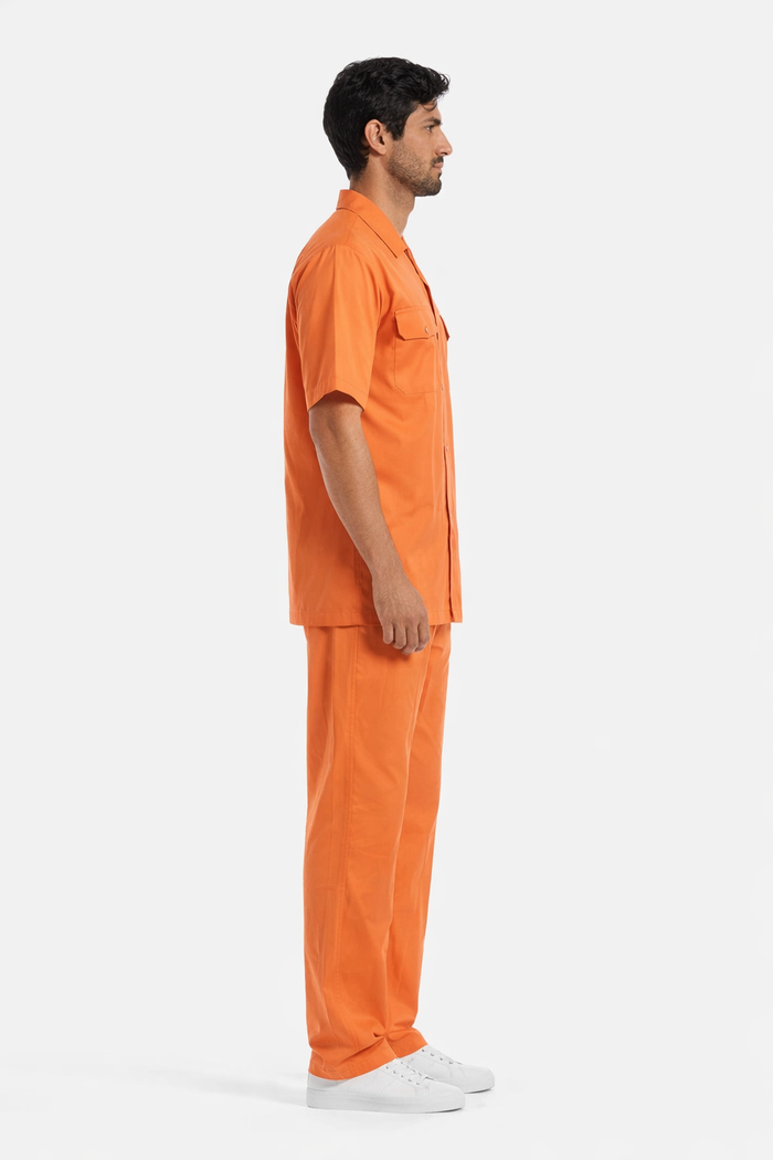 Mens Linen Walking Suit - "Solid Coral" Summer Outfit - Mens Linen Suit