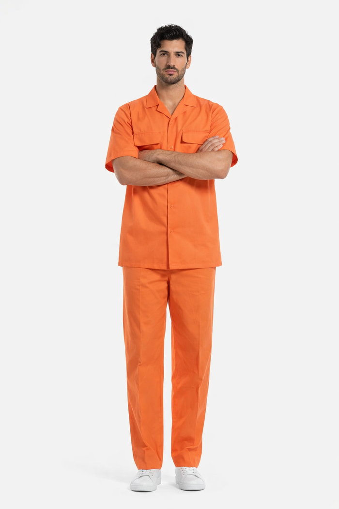 Mens Linen Walking Suit - "Solid Coral" Summer Outfit - Mens Linen Suit