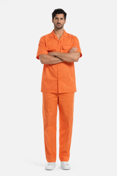 Mens Linen Walking Suit - "Solid Coral" Summer Outfit - Mens Linen Suit