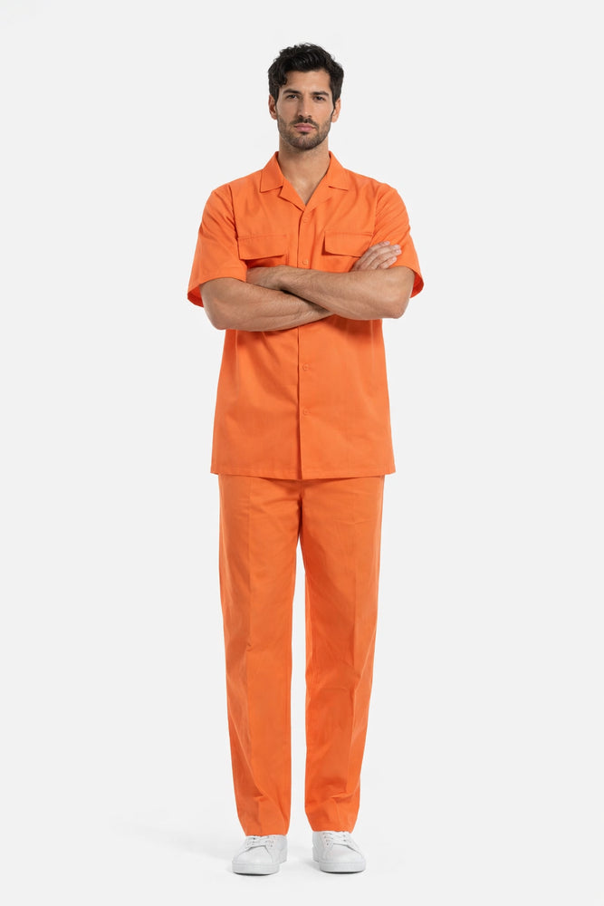 Mens Linen Walking Suit - "Solid Coral" Summer Outfit - Mens Linen Suit