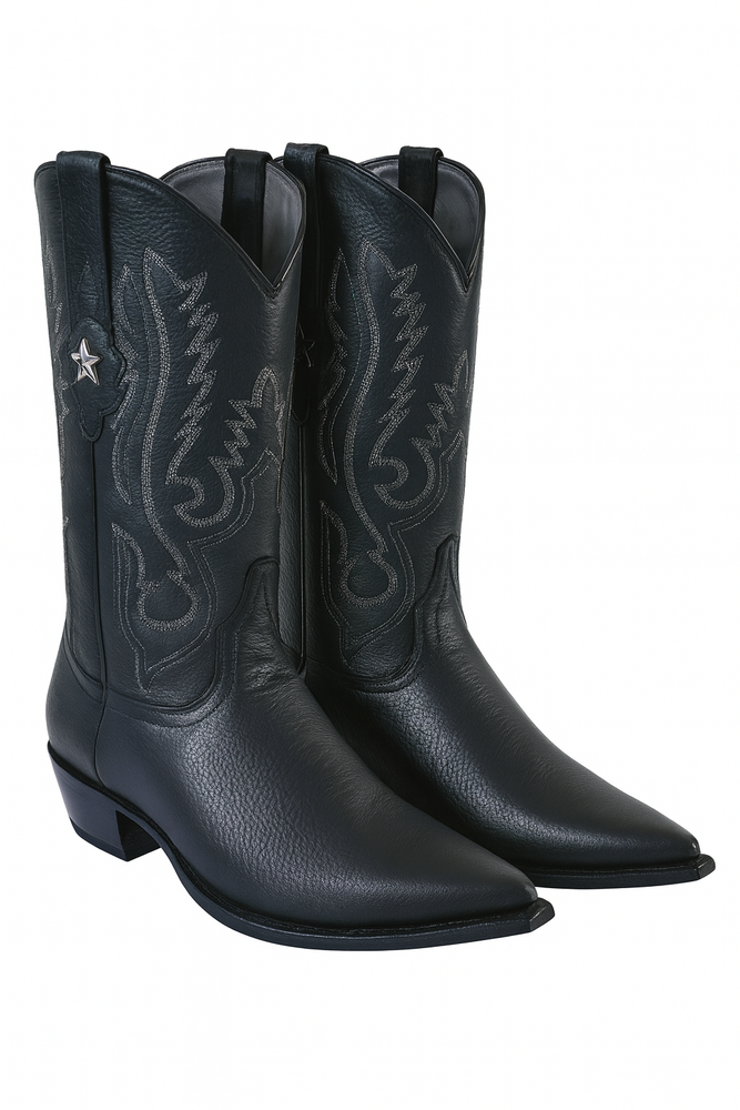 Mens Los Altos Genuine Deer Leather Boots Black Deerskin Boots - Deer Boots - Deer Skin Boots