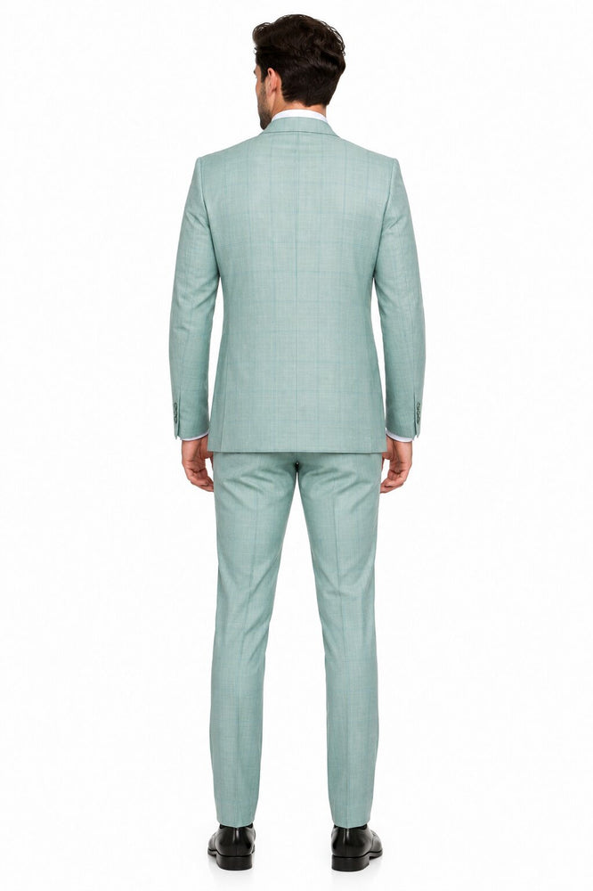 Tiglio Rosso Suit  - Classic Fit Athletic Cut 100% Wool Super 150s Italian Fabric Peak Lapel in Color Mint Green
