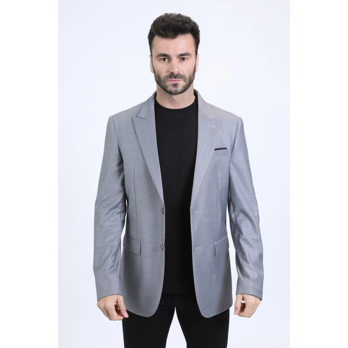 Men’s Modern Fit Silver Stretch Blazer for Evening Wear