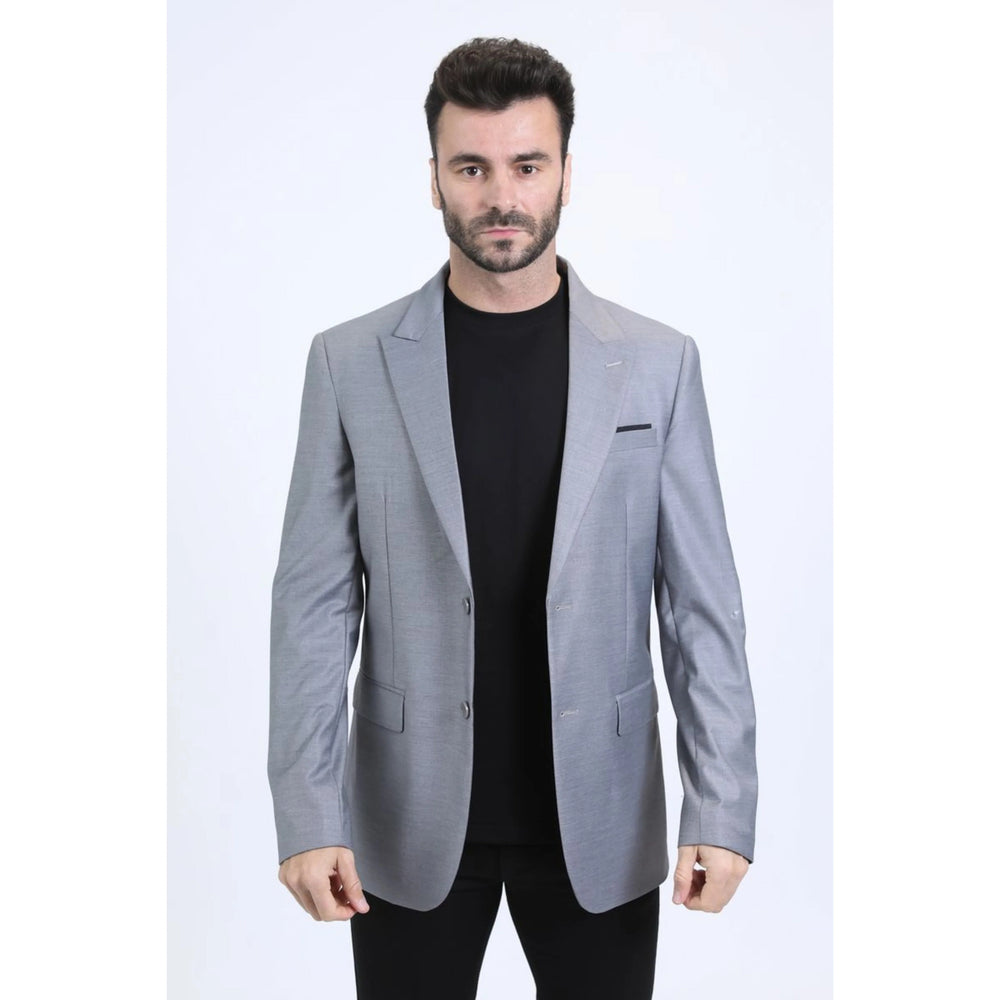Men’s Modern Fit Silver Stretch Blazer for Evening Wear