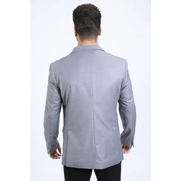 Men’s Modern Fit Silver Stretch Blazer for Evening Wear