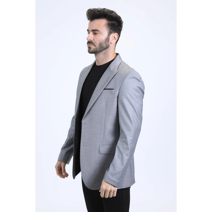 Men’s Modern Fit Silver Stretch Blazer for Evening Wear