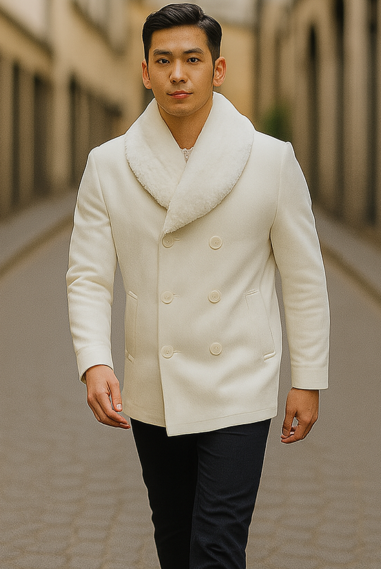 Mens Peacoat - White Coat