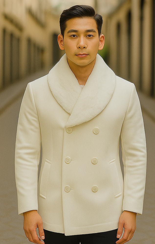 Mens Peacoat - White Coat