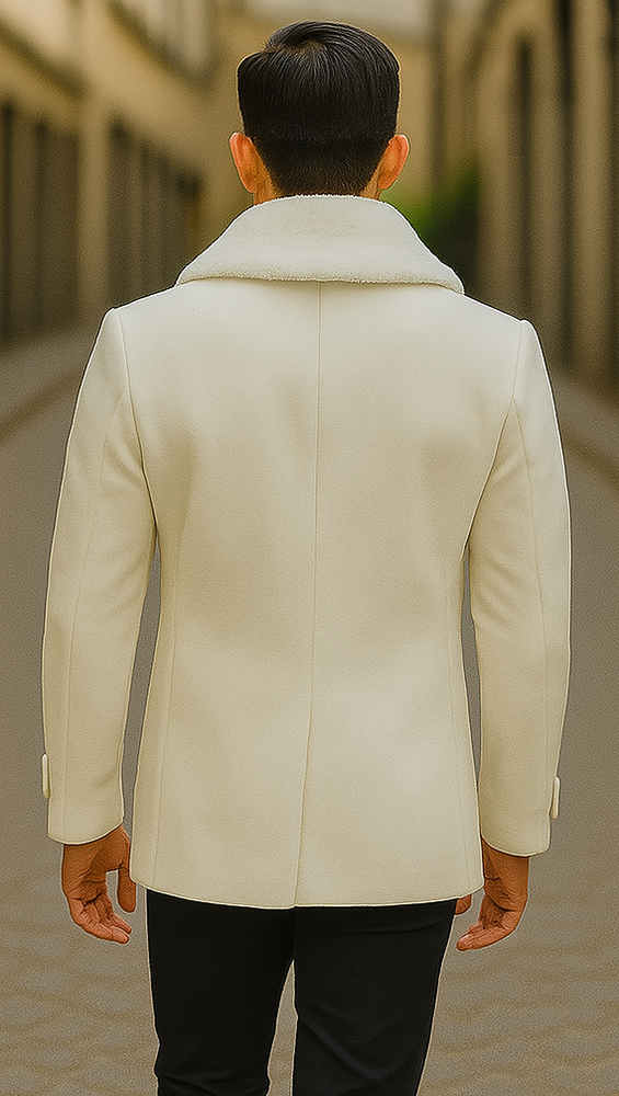 Mens Peacoat - White Coat