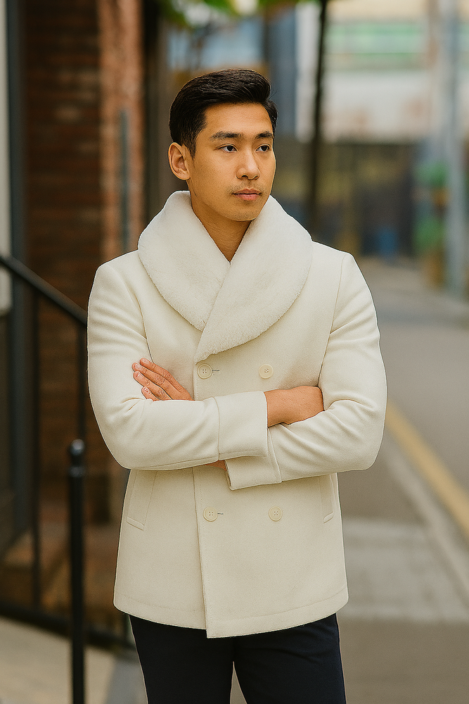 Mens Peacoat - White Coat