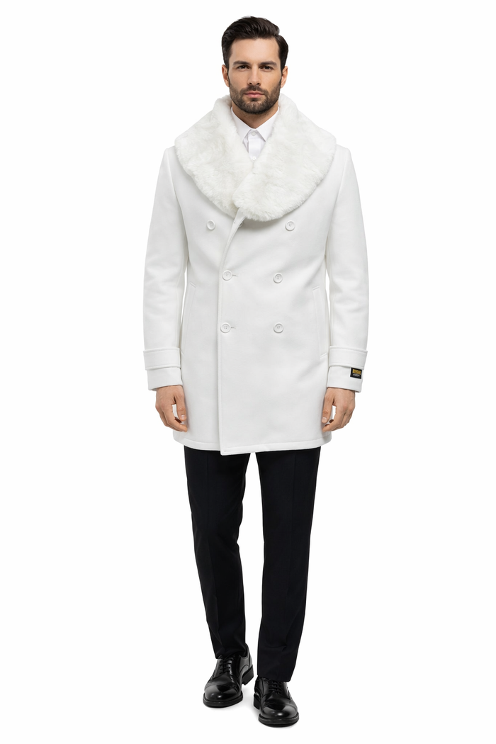 Mens Peacoat - White Coat