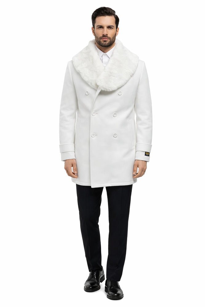 Mens Peacoat - White Coat