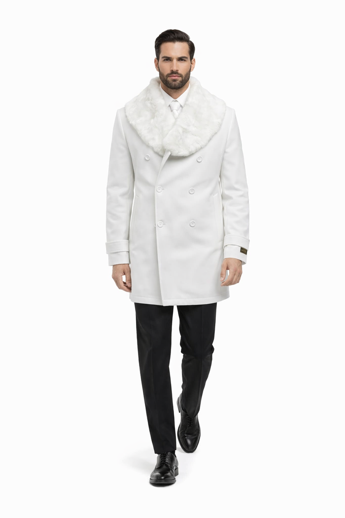 Mens Peacoat - White Coat
