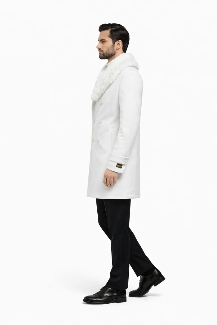 Mens Peacoat - White Coat