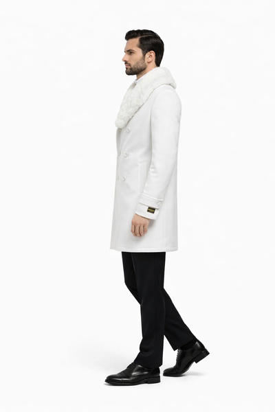 Mens Peacoat - White Coat
