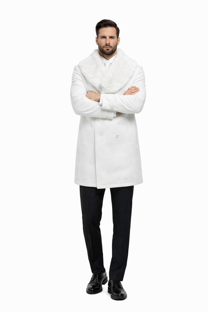 Mens Peacoat - White Coat