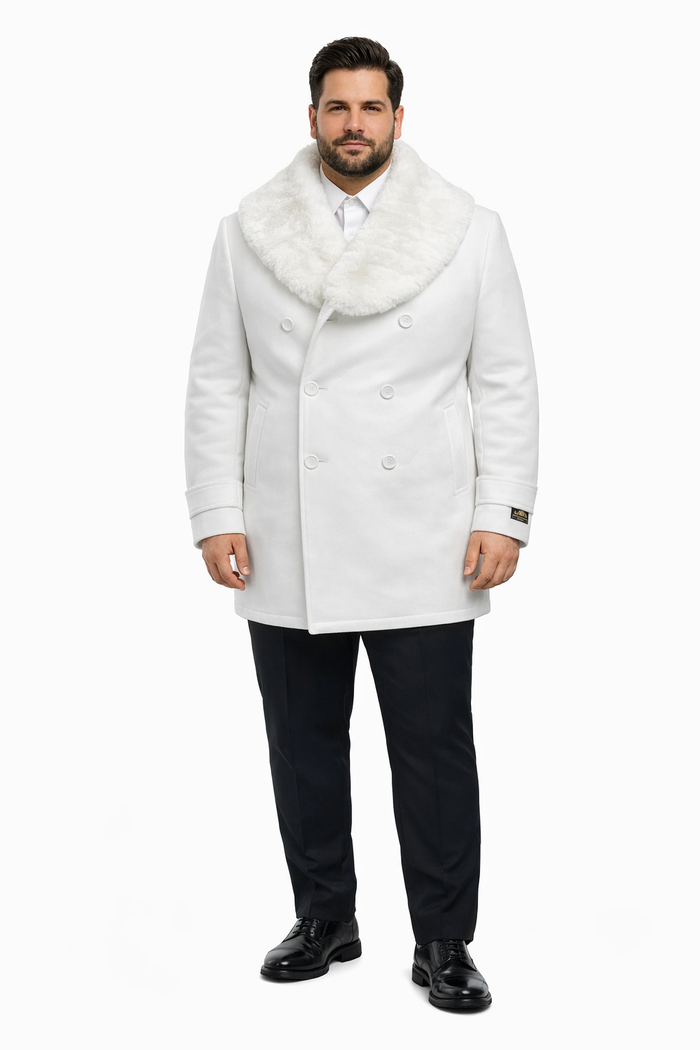 Mens Peacoat - White Coat
