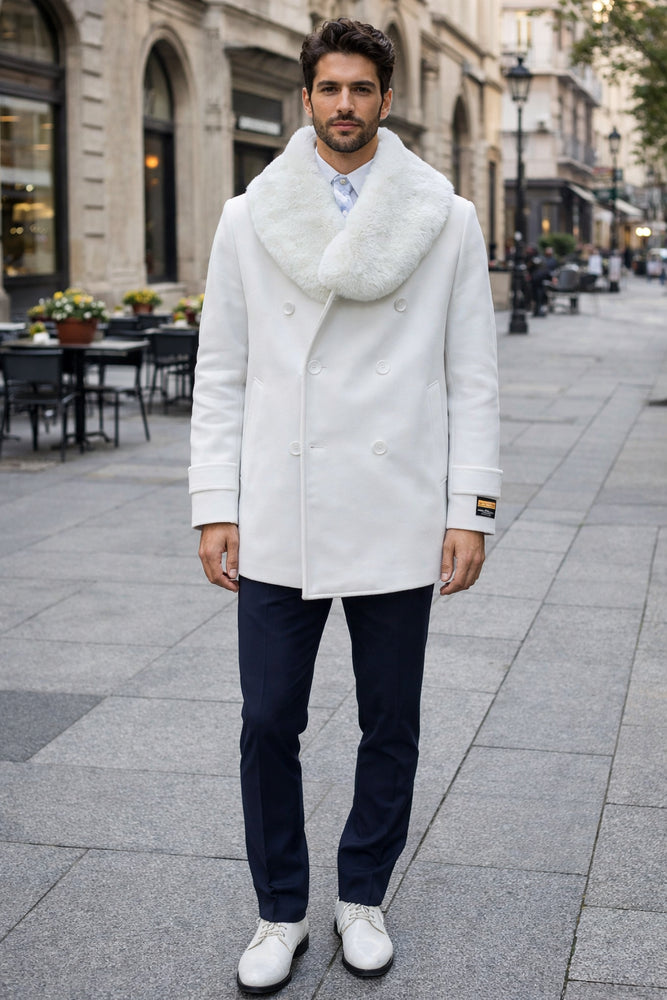 Mens Peacoat - White Coat