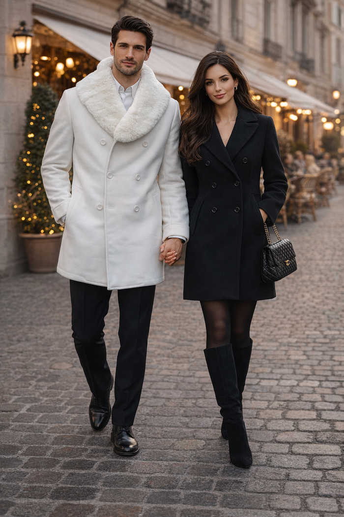 Mens Peacoat - White Coat