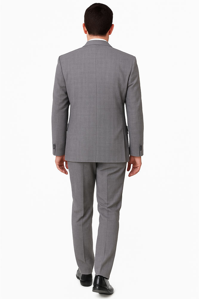 Mens Plaid Suit Mens Windowpane Pattern Two Piece Light Gray Suit