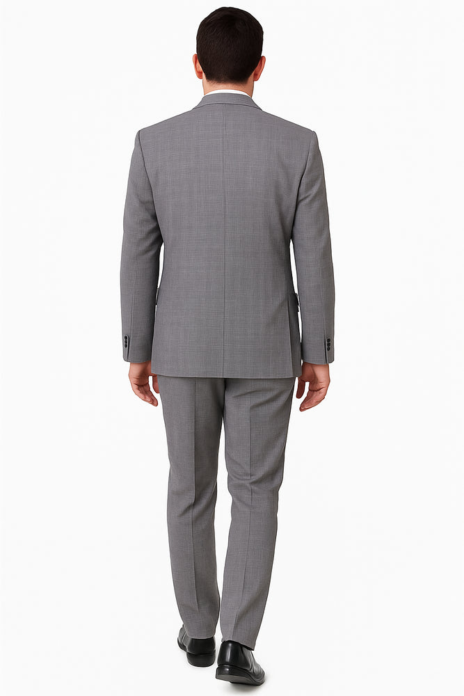 Mens Plaid Suit Mens Windowpane Pattern Two Piece Light Gray Suit