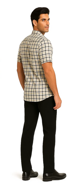 Mens Plaid Walking Suit in black by Dreams by Zacchi – 2 Piece Leisure Outfit with Matching Shirt and pant -$99