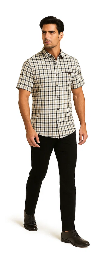 Mens Plaid Walking Suit in black by Dreams by Zacchi – 2 Piece Leisure Outfit with Matching Shirt and pant -$99